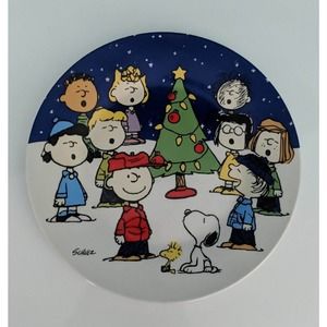 Maud Borup Peanuts Charlie Brown Snoopy Christmas Plate 2018 9"